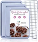 3 Cookie Sheets for Baking + Cooling Rack, Non Stick Baking Sheet Set with Cookie Cooling Rack - Half/Quarter/Jelly Roll Pan with Wire Rack, Sheet Pan Set of 3, Non Toxic Baking Sheets for Oven.