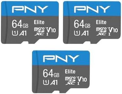 PNY 64GB Elite Mobile Accessories Class 10 U1 V10, A1 microSDXC Flash Memory Card for Mobile Devices - 100MB/s, Full HD, UHS-I, Micro SD 3-Pack