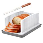 Adjustable Bread Slicer with Built-in Tray & 8-Inch Knife,Bread Slicer for Homemade Bread with Adjustable Width - Effortless & Consistent Slices, Folds Flat for Compact Storage