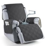 TAOCOCO Waterproof Recliner Chair Cover, Non-Slip Oversized Cover With Pocket, Furniture Protector for Kids, Pets (28'', Charcoal Gray)