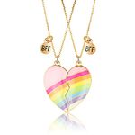 CYWQ Best Friends Necklace Rainbow Heart Friendship Necklace Women's Fashion Jewelry Teen Girl Gifts Kids Jewellery (Gold)