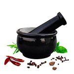 EZAHK Pure Granite Stone and Mortar and Pestle Set 6 inch Big Size