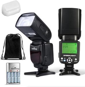 Fully Automatic Speedlite Flash for Canon EOS Rebel 60D, 70D, 80D, 90D, 6D Mark II, 5D Mark IV DSLR Cameras, E-TTL up to 90ft, Built in Diffuser, Bounce Head, Swival, Slave Unit