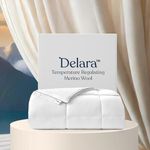 Delara Full/Queen Size Wool Comforter Duvet Insert - Ultra-Soft Certified GOTS Fabric Summer Spring Merino Wool Comforter Hotel Collection Comforter, 200 GSM Lightweight Warmth