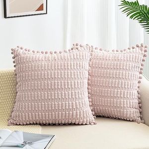 ZWJD Set of 2 Federe Cuscini Divano 40x40 Corduroy Sofa Cuscini per Divano Cuscini da Estern Boho Cuscini Decorativi Divano Modern for Couch Bedroom car Decor Decorative Fodere Cuscini Rosa