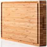 SoulFino Bamboo Butcher Block - Cutting Board, Reversible with Juice Groove and Handles - Maximum Health Benefits and Low Maintenance - Extra Large Size, Nice and Thick