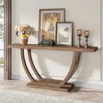 Tribesigns 63-Inch Skinny Console Table with Geometric Base 2-Tier Farmhouse Sofa Table Narrow Long, Thickened Behind Couch Table with Shelves for Living Room Foyer Corridor (Rustic Brown)