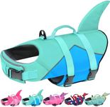 Malier Dog Life Jacket, Ripstop Dog Life Vest with Rescue Handle for Swimming Boating, Reflective Puppy Life Jackets Dog Shark Life Jacket with Adjustable Straps for Small Medium Large Dogs (Large)