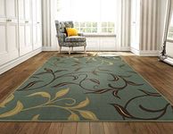 Ottomanson Home Collection Modern Area Rug, 5' X 6'6", Seafoam Leaves