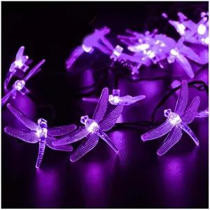 SEMILITS Solar String Lights 20Ft 30LED Dragonfly Shaped Waterproof Fairy Decoration Lighting for Indoor/Outdoor,Patio Christmas Party Holiday Decorations