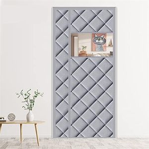 Liveinu Magnetic Thermal Insulated Door Reversible Side Opens Curtain Storm Wind Fleece Insulation Curtian Magnetic Screen Door with Thermal Weatherproof 35"W x78"H Grey with Window