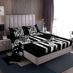 Erosebridal Deer Sheet Set American Flag Bedding Queen Size Hunting Theme Bed Sheets Western Rustic Farmhouse Decor Fitted Sheet Wild Animal Elk Print Flat Sheet USA Flag Sheets 4 Pcs