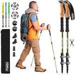Foxelli Trekking Poles - 2-pc Pack Collapsible Lightweight Hiking Poles, Strong Aircraft Aluminum Adjustable Walking Sticks with Natural Cork Grips and 4 Season All Terrain Accessories