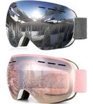 NSSIW Ski Goggles for Men Women Snowboard Goggles: Youth OTG Snow Goggles with UV Protection and Anti Fog Over Glasses 2 Pack