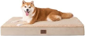 EHEYCIGA Orthopedic Dog Beds for Large Dogs with Removable Washable Cover, Khaki, 36x27