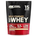 Optimum Nutrition Gold Standard 100% Whey Muscle Building and Recovery Protein Powder With Naturally Occurring Glutamine and BCAA Amino Acids, Vanilla Ice Cream Flavour, 15 Servings, 450 g