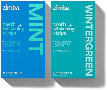 Zimba Teeth Whitening Strips for Teeth Sensitive, White Strips for Teeth Whitening, Teeth Whitener Stain Remover 28 White Strips Included Per Pack, 2 Pack (14 Day Treatment), Mint and Wintergreen