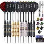 Turnart Darts Metal Tip Set - Steel Tip Darts Darts Set Professional Metal Darts Dart Board Set 12 Pcs 24 Gram 20 O-Rings Aluminum Darts Shafts 24 Extra Flights Darts Tool