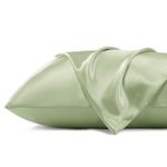 Bedsure Satin Pillowcase for Hair and Skin - Sage Green Zipper Pillow Cases Queen Size Set of 2, Similar to Silk Pillow Cases, Silky & Soft Cooling Pillow Covers, Gifts for Her or Him, 20x30 Inches