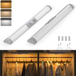 WOBANE Wardrobe Lights Motion Sensor,3 Color Dimmable,Upgraded Eye Protection Design,USB Rechargeable Night Light,Magnetic Stick on Lights for Cupboards,Stairs,Hallway,Bedroom,Loft,2pack,30cm