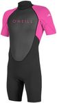 O'NEILL Unisex Child Youth Reactor-2 2mm Back Zip S/S Spring Wetsuits, Black/Berry, 8 US