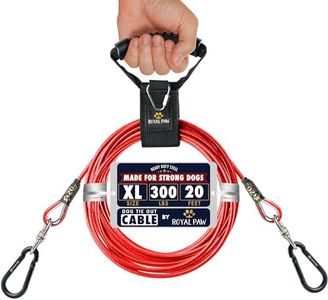 ROYAL PAW Dog Tie Out Cable - Tie Out Cable for Dogs (up to 300 lbs) - Use Dog Tie-Outs & Stakes for Outside - Best Heavy Duty Dog Leash for Large Dogs (20ft - Red Ruby)