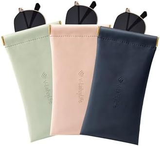 V-LAFUYLIFE 3 Pack Glasses Case Portable Soft Sunglasses Case For Women men (Pink,NavyBlue,Green)