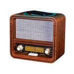 Fuse Vintage Retro Bluetooth AM/FM Radio Speaker + Real Handcrafted Wood Exterior - (RAD-V1)