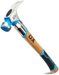 OX Tools Pro 22oz Curved Hickory Handle Hammer with TPR Grip and Steel Shaft Hickory Framer - Magnetic Nail Starter Curved Axe Handle Milled Face Straight Claw Hammer OX-P088422