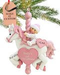 Personalized Babys First Christmas Ornament 2024 Girl – Fast & Free 24h Customization – New Baby Ornament for Tree – Custom Gift Wrapped Pink Baby Carousel 1st Christmas Ornament