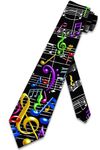 Three Rooker Musical Ties Mens Colorful Music Note Necktie Staff and Notes Tie, Black, One size