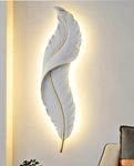 SPACE WOOD LED Lamp, Wall Mounted LED Sconce Lamp, Wall LED Lamps, Feather LED Lamp, Decorative Wall Lamp, (L36XW10 Inch) White Color