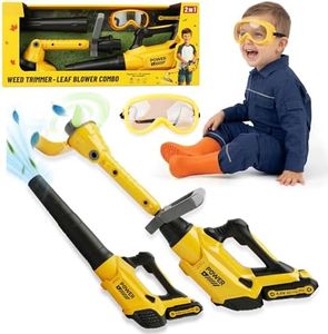 Toy Choi's Kids Tool Set, 2-in-1 Toddler Power Toddler Gardening Set with Realistic Sounds & Lights, Toy Trimmer & Kids Leaf Blower, Pretend Play Outdoor & Indoor Toys for Boy Girl Age 3, 4, 5,6,7+