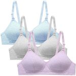 Sunvivid 3 Pack Teen Girl’s Bra Cotton Puberty Wire Free Underwear with Adjustable Strap Training Bralette for 12-18 Years Girls and Women