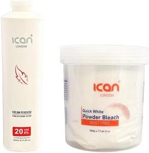 ICAN LONDON PROFESSIONAL CREAM PEROXIDE 20 VOL 6% 1000 ML + WHITE POWDER BLEACH (JAR)500 G SET