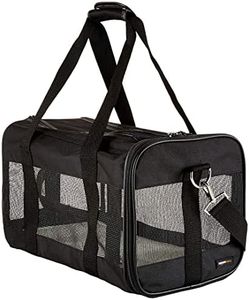Amazon Basics Dog and Cat Carrier, Soft Sided Pet Travel Carrier for Cat and Dog, Black, Medium, 42 cm L x 24 cm W x 25 cm H