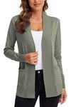 Urban CoCo Women's Lightweight Open Front Knit Cardigan Sweater Long Sleeve with Pocket (Light Oliver, M)