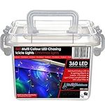 WeRChristmas Snowing Icicle Christmas Lights String with 360-LED Chasing/Static Settings with 19 m Cable - Multi-Colour