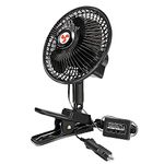 XGGYA 12 Volt Oscillating Fan, 6" Portable Car Fan With Car Cigarette Lighter, 360° Cooling Ventilation, Car DC Clip Fan, 12v Fan for Truck,RV,Car (Cord Length 5FT)