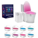 Lolileo Toilet Light, 8 Colors Toilet Night Light, Motion Activated Toilet Light Sensor, LED Toilet Lights Inside Toilet, Color Changing Toilet Bowl Light, Battery Operated Motion Sensor for Washroom