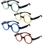 Eyekepper 4 Pack Round Reading Glasses for Women Retro Readers Eyeglasses +2.00