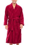 Alexander Del Rossa Men's Warm Fleece Robe, Plush Bathrobe, Small Medium Burgundy (A0114WNEMD)