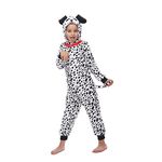 Rabtero Children Animal Costume, Unisex Dalmatians/Spotted Dog Onesie, Halloween/Christmas/Carnival Costume for Kids 8-10