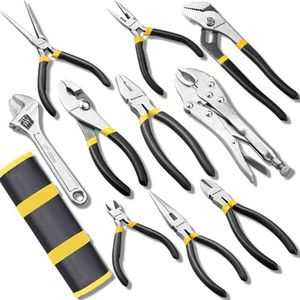 MasterSpec 10Pcs Hand Tool Set Pliers Set Multi-Grip Pliers Long Nose/Slip Joint/Diagonal/Combination/Jaw Locking/Water Pump Pliers/Adjustable Spanner for Home Industry