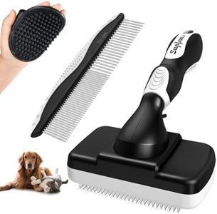 3PCS Dog Brush, Slicker Brush for Dogs, Dog Brush for Shedding, Dog Comb, Dog Bath Brush, Dog Grooming Kit Suitable for Hair Removal and Bathing of Dogs & Cats (White Black)