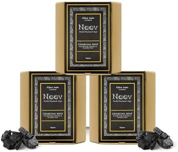 NEEV SOAPS Herbal Handmade Soap - Charcoal Soap (3x75g) | Organic Handmade Soap For Men and Women | Pore Cleanser | Handcrafted by Rural Women | Suitable for Normal to Oily Skin