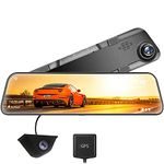 WOLFBOX G840H (UPGRADED) 2.5K Mirror Dash Cam with Wifi,12'' Mirror Dash Cam Front and Rear,1080P Rear View Mirror Camera,Dual Dash Camera with 32GB TF Card & GPS,Super Night Vision,Parking Monitoring