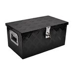 FGJQEFG 20 Inch Tool Box Flatbox Truck Car Outdoor Trailer Pickup Underbody Toolbox,RV Storage Organizer,Underbed Tools Organizer W/Lock & Keys, Black Aluminum 5 Bar Tread(20''X12''X9.5'')