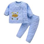 Fancy Walas New Born Baby Winter Wear 2 Pcs Cotton Sets - Unisex Infant Clothes, Perfect First Gift for Newborns (0-6 Months, Blue)