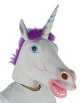 LarpGears Latex Mask Full Head Halloween Costume Party Deluxe Novelty Animal head Mask Unicorn mask purple